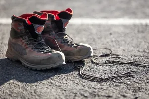 A photograph titled Boots